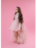 Short Sleeves Lace Tulle High Low Flower Girl Dress